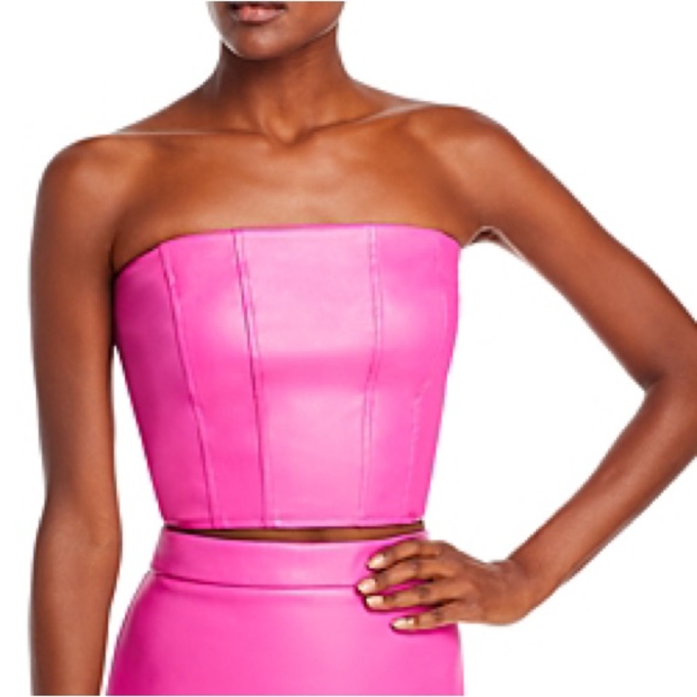 Lucy Paris CHER FAUX LEATHER TOP IN FUSCHIA